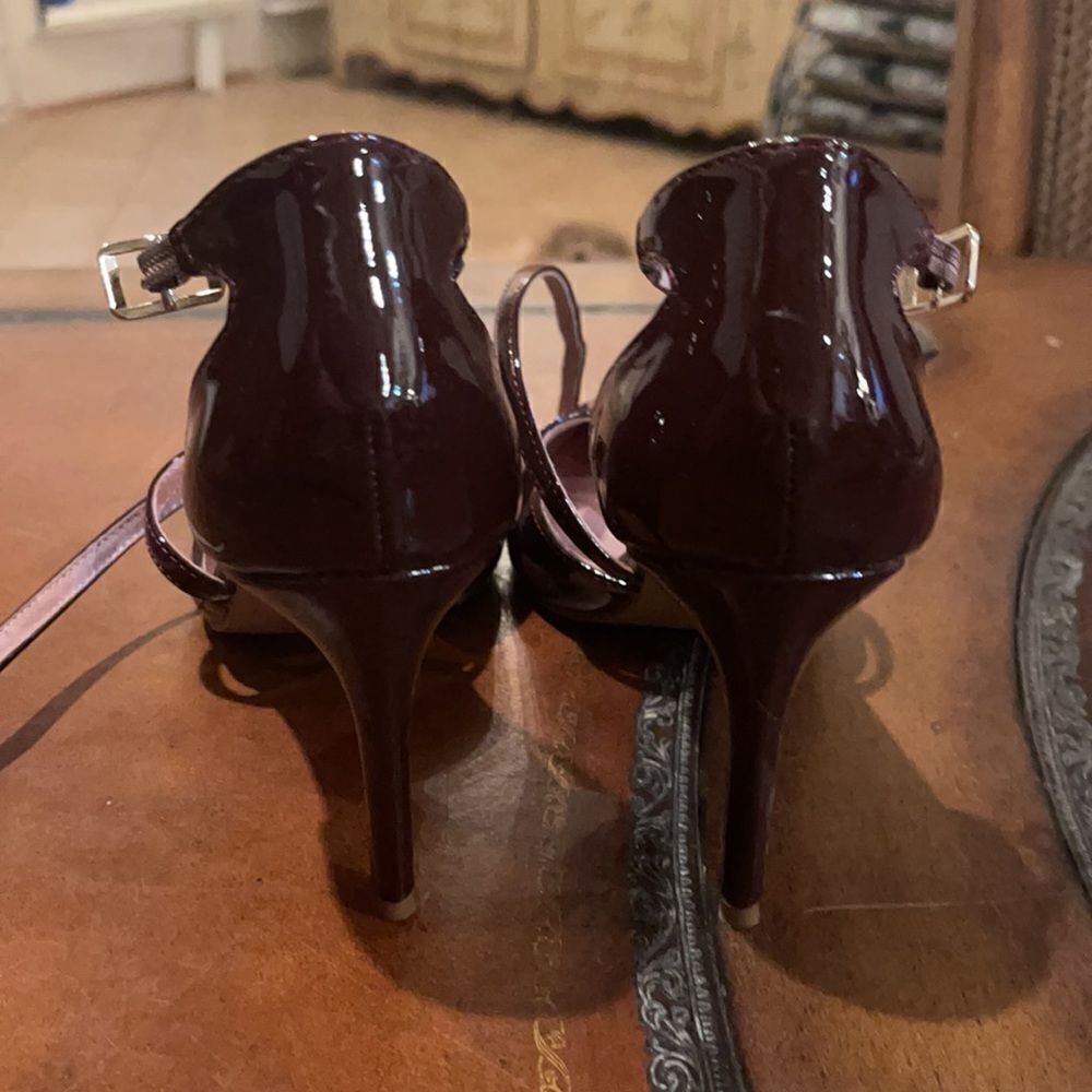 PATENT CRANBERRY Leather criss cross heels from Stitch Fix! Sabree point… - Picture 4 of 10